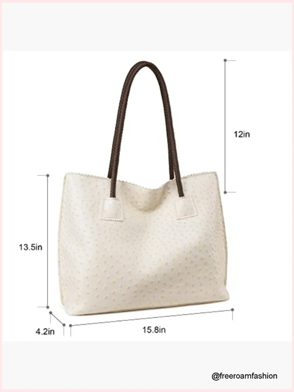 Large Ostrich Vegan Leather Hobo Tote with Zipper Shoulder Bag